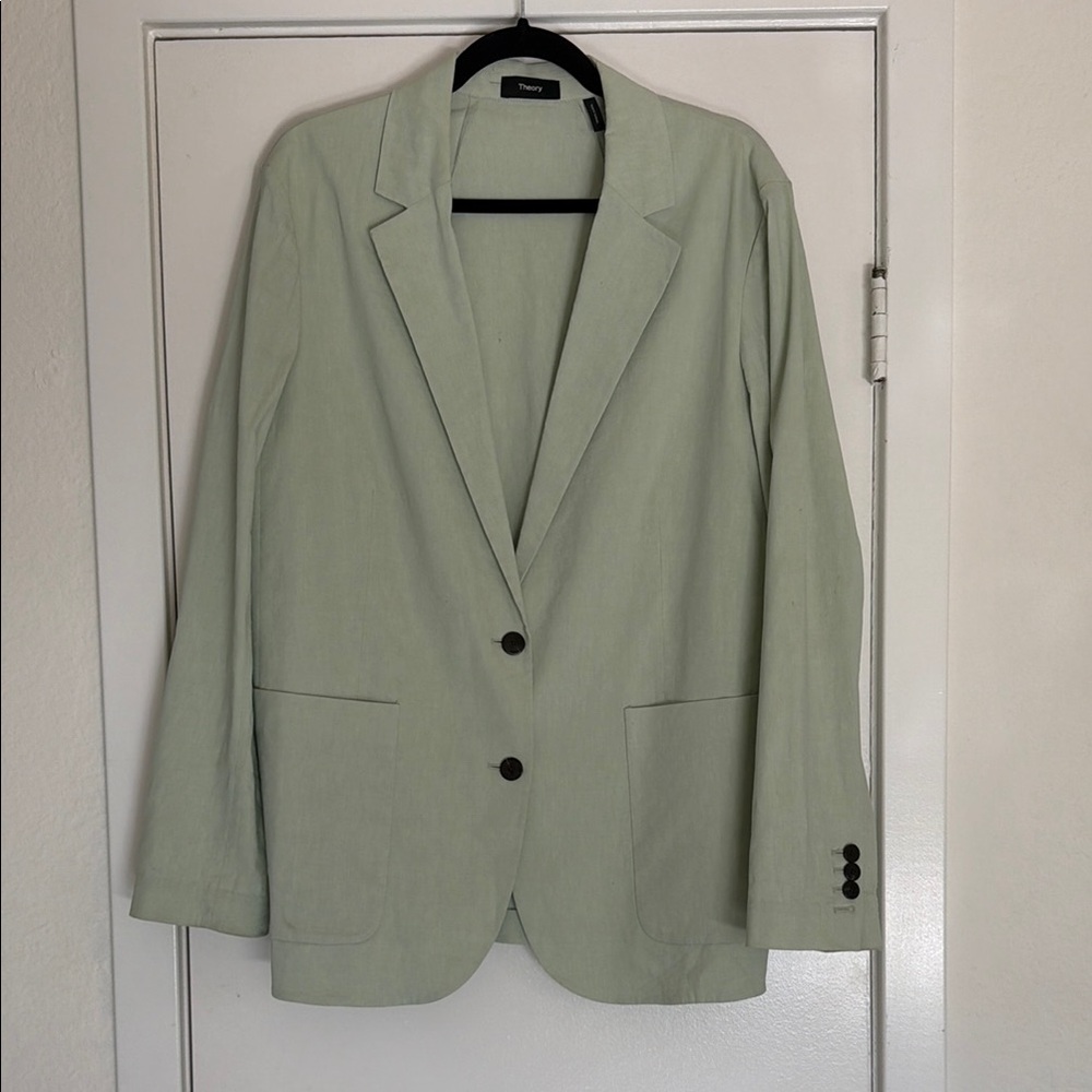 Theory Mint Green Single-Breasted Blazer